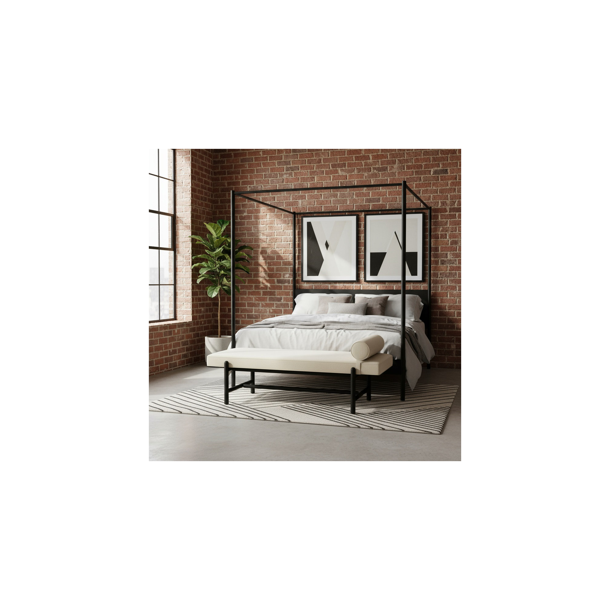 Cellire Bench, Black, Cream