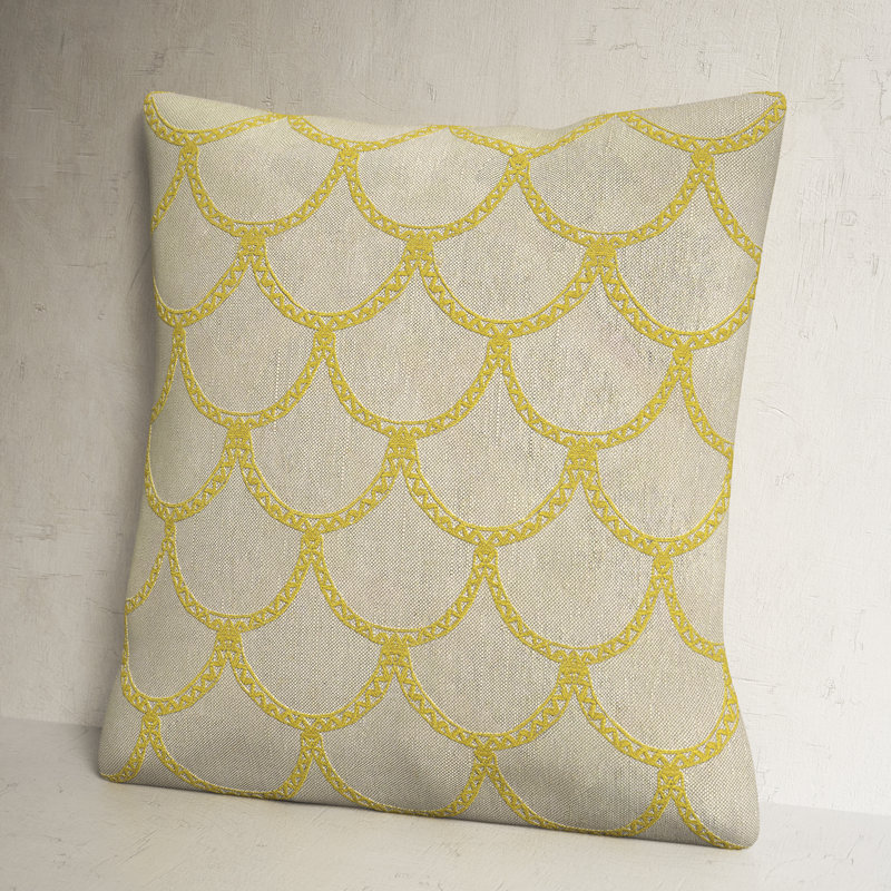 Cedartown Embroidered Linen Pillow Cover, 22" H x 22" W x 1" D, Buttercup