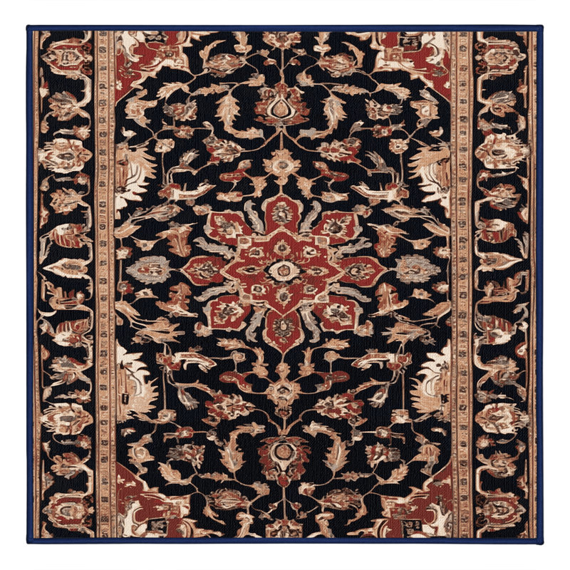 Machine Washable Persian Purple Area Rug, Square 8'
