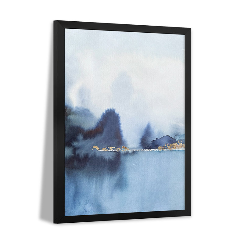 «A Serene Misty Landscape In Shades Of Blue», reproduction d'art mural - affiche de galerie, H 32 po x l 24 po
