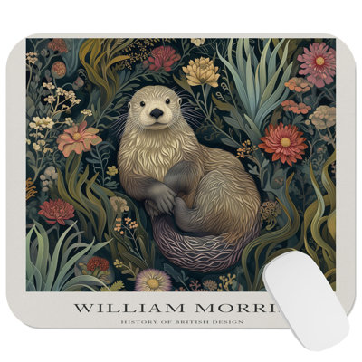 Animals William Morris Otter Cottage Gaming Cute Office Laptop Desk Pad Gift Mat Square Rectangle Non-Slip Mousepad