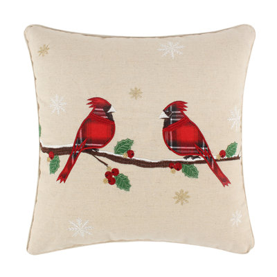 Mills Waffle Red Merry Birds Pillow 18X18