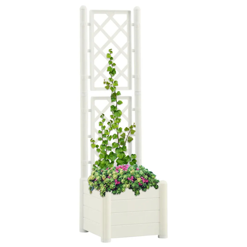 Lando Raised Garden Bed with Trellis, White