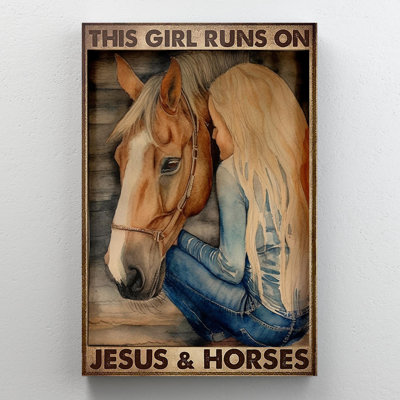 This Girl Runs On Jesus And Horses - 1 pièce Recta This Girl Runs On Jesus And Horses - 1 pièce, reproduction d'art graphique sur toile tendue