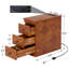 Table de bout en bois massif avec station de charge pour salon, ensemble de 2, table d'appoint étroite à 3 tiroirs, carré, brun doré