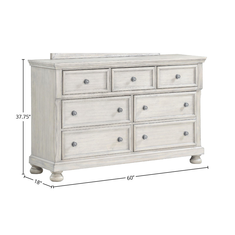 Commode sept tiroirs gris antique