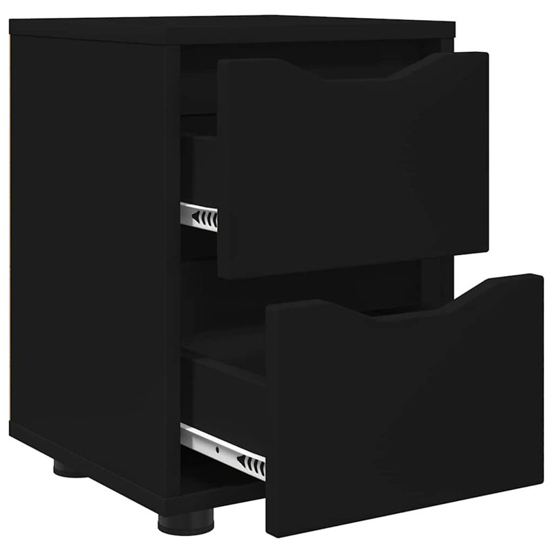 30.5cm W Manufactured Wood Bedside Table, Black