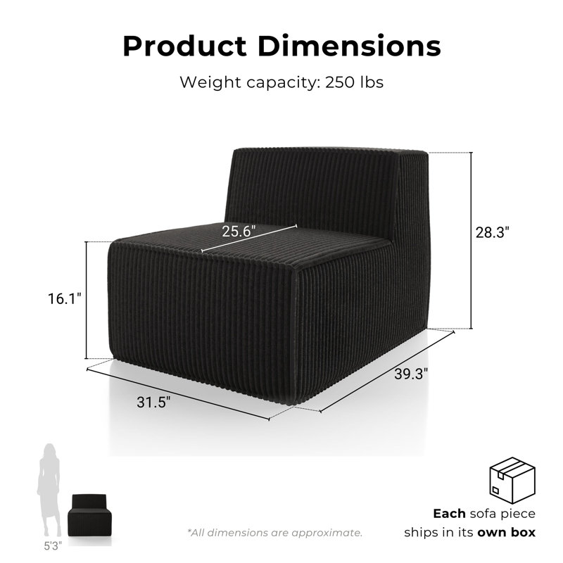 Fauteuil modulaire en chenille Winkler, Noir