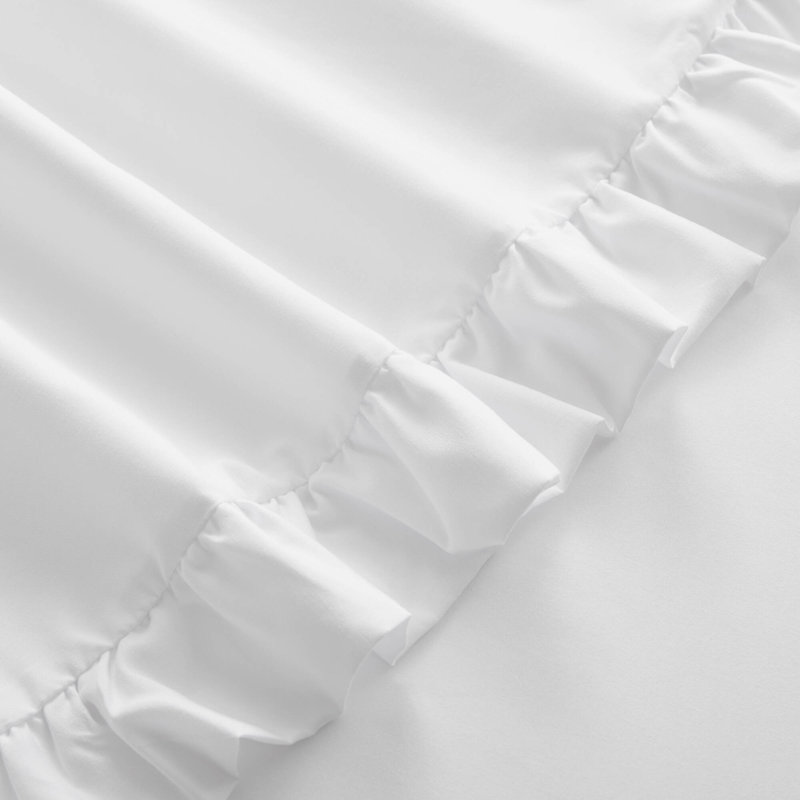 Piece Twin Sheets & Pillowcases, White Microfiber Ruffled Hem Set