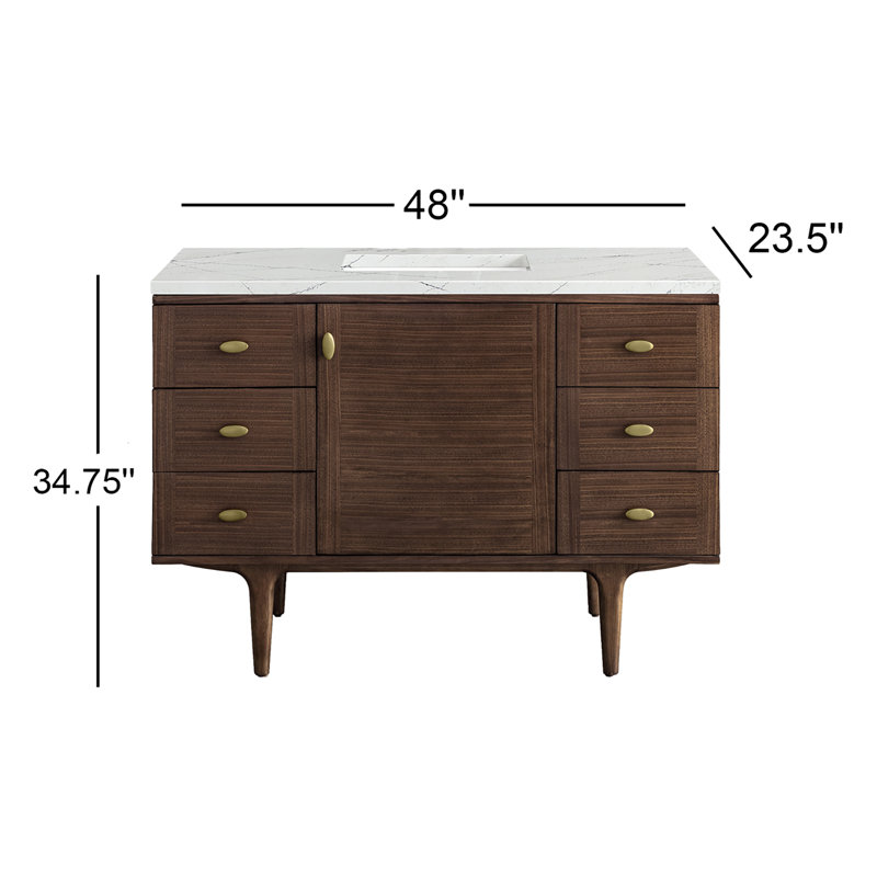 Amberly 48'' W Single Vanity, White Zeus, 8" Widespread