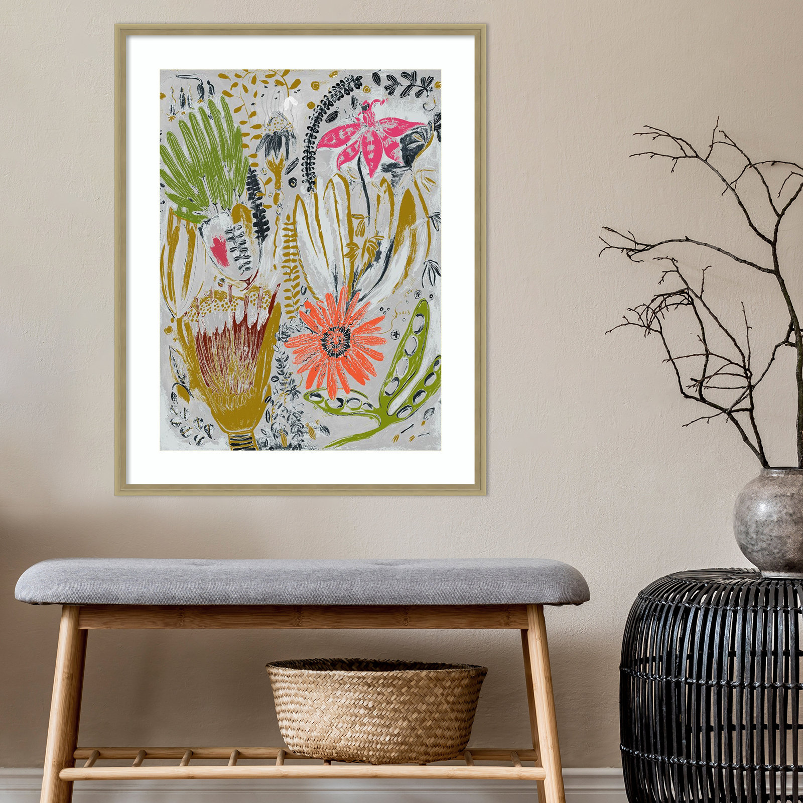 Tropical Blooms by Maya Woods, Brown, 26" W x 33" H