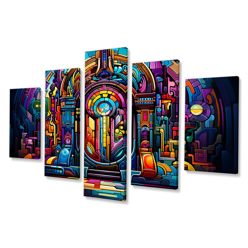 Multicolore psychédélique Jukebox Sound - ensemble d'art mural multipanel Jukebox