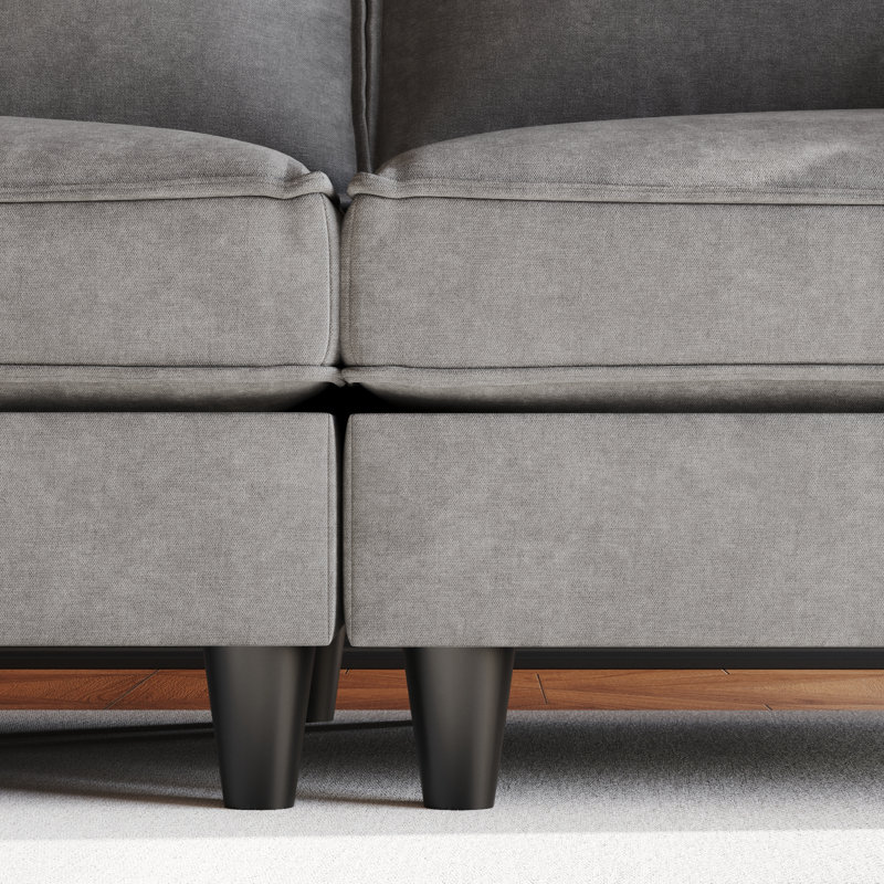 Canapé en forme de U de 141,5 po à 6 places avec poches de rangement, Polyester gris