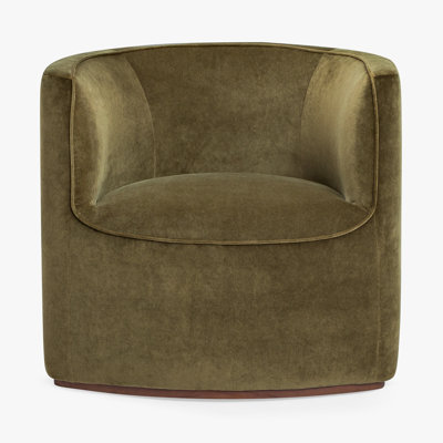 Fauteuil à dossier demi-tonneau en bois massif Messina et base rembourrée texturée pour le salon