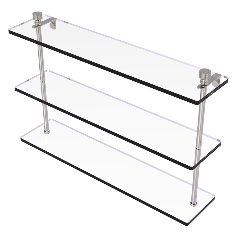 Ballenas 3 Piece Tiered Shelf, Satin Nickel, 15" H x 22" W x 5" D