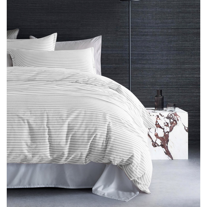 Ensemble de housse de couette Raba, Gris glace / blanc, Housse de couette très grand + 2 taies décorativ