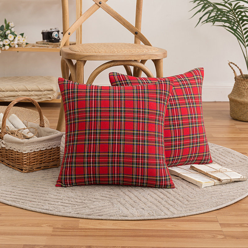 Housse de coussin rectangulaire 100% coton, Rouge / Vert, 20 po x 20 po
