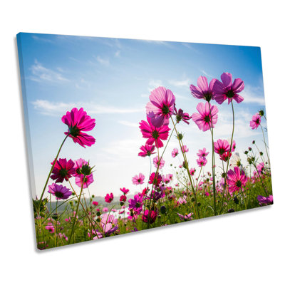 Cosmos Flowers Floral Field - Wrapped Canvas Print