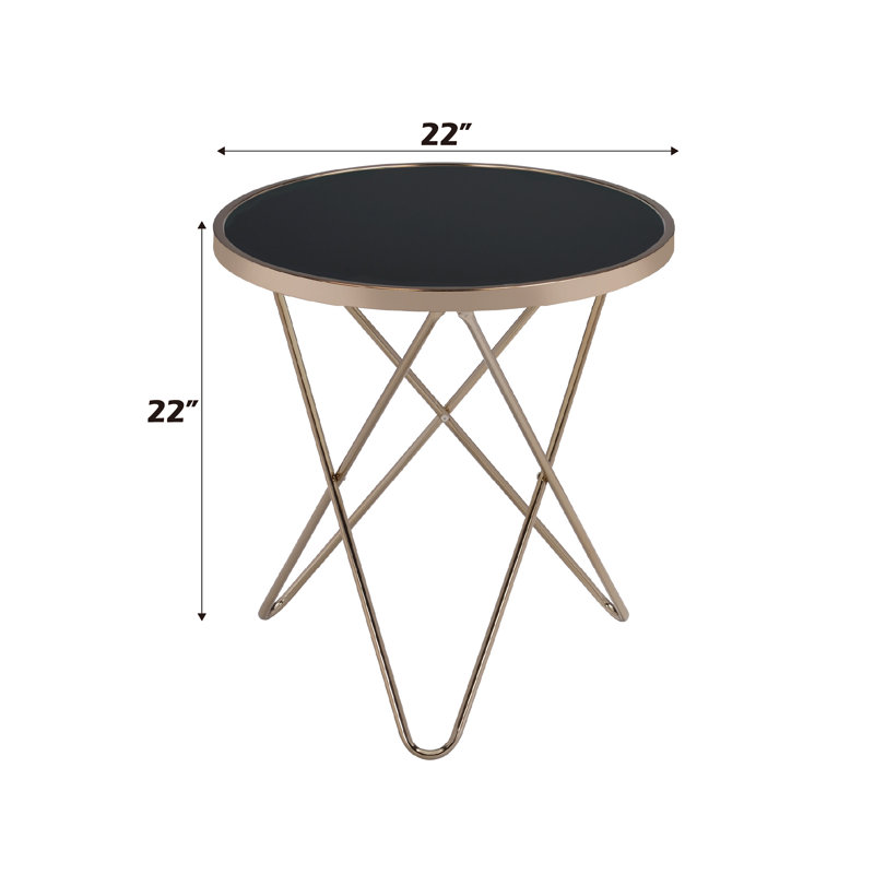 Glass Top Round Table, Black