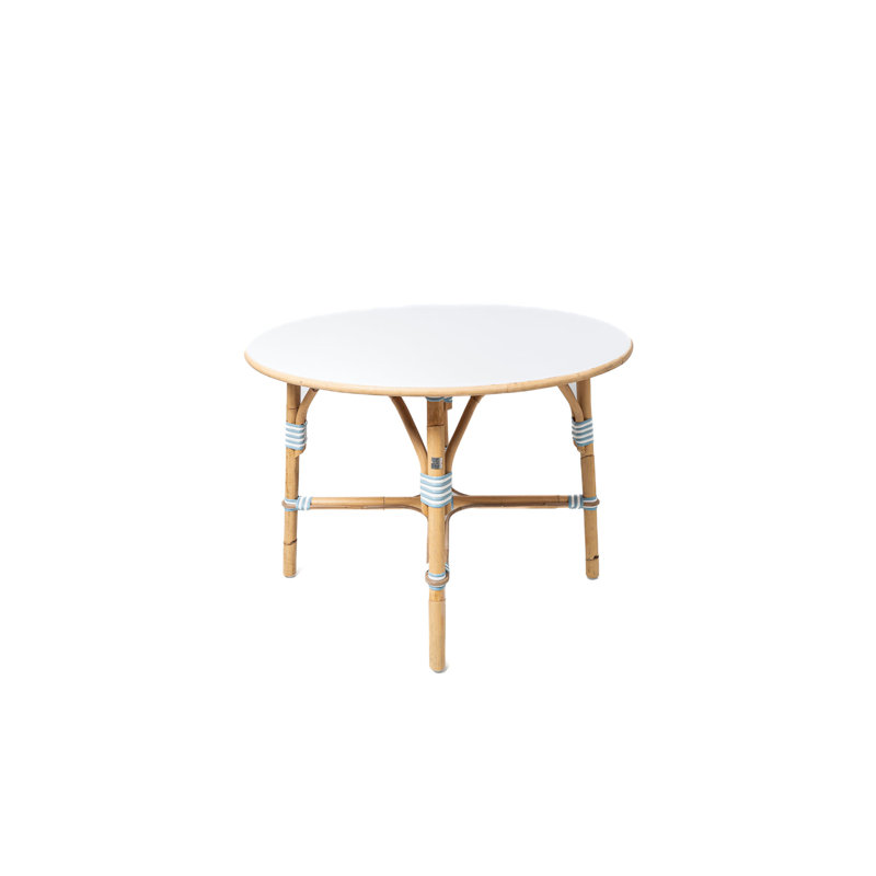Table de bistro Kids Rattan, Blanc / bleu océan