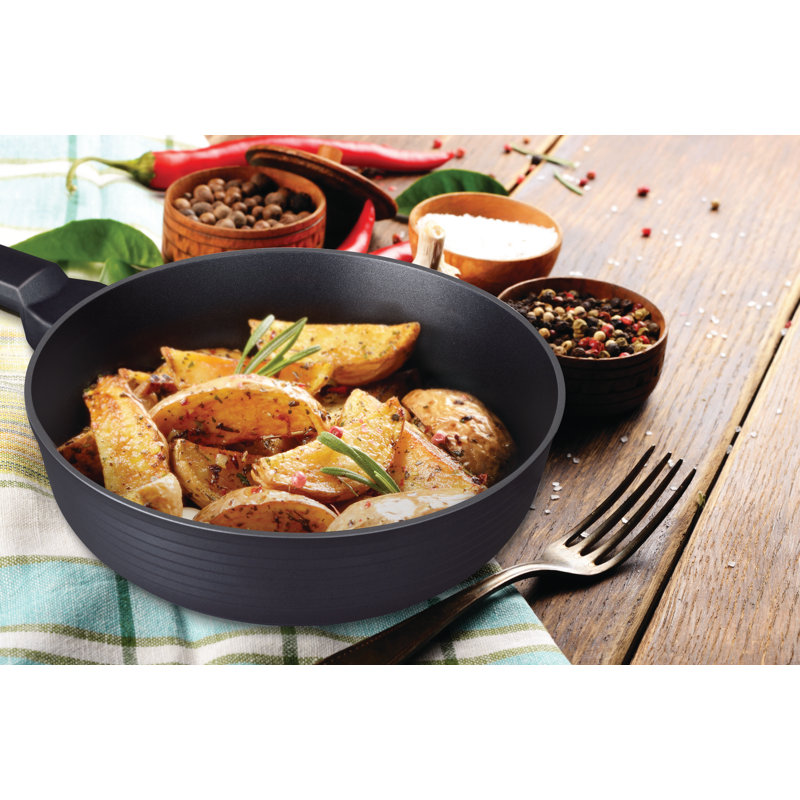 Satin Stripe Design Non-Stick Induction Frying Pan, 24 cm