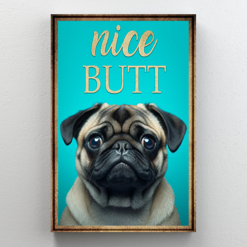 «Pug Dog», joli bout sur toile, impression, H 36 po x l 24 po x P 1,25 po