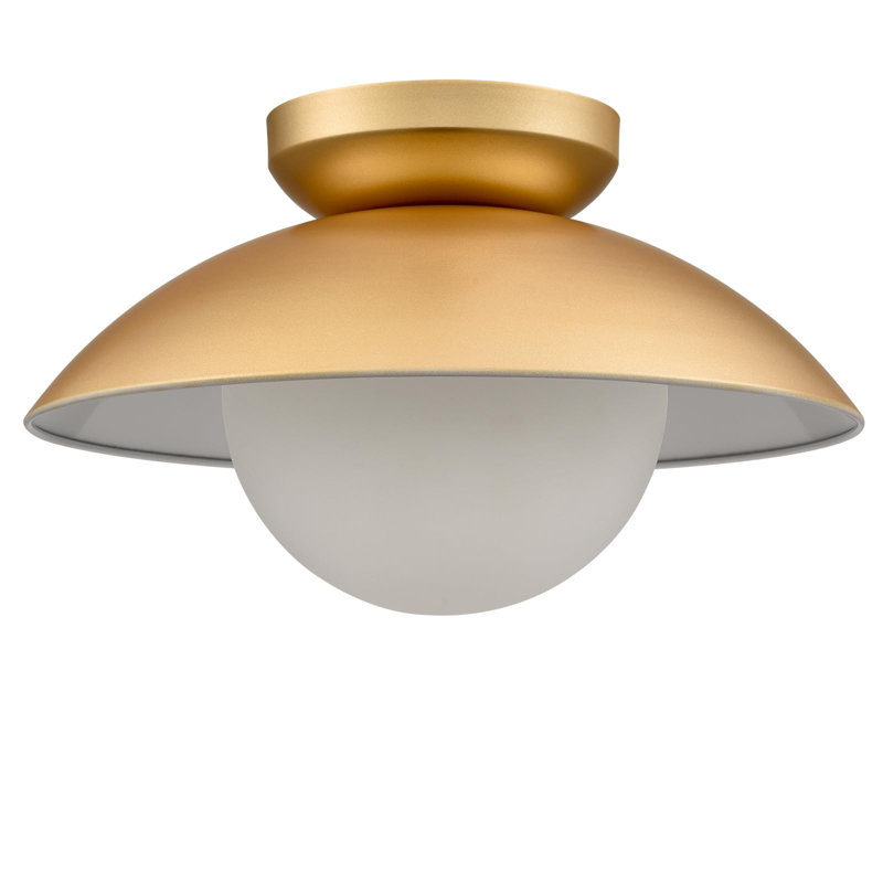 Plafonnier autical moderne avec globe blanc laiteux, Doré