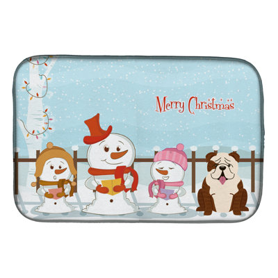 Tapis de séchage en vaisselle de vaisselle merry christmas caroleers bouledogue english