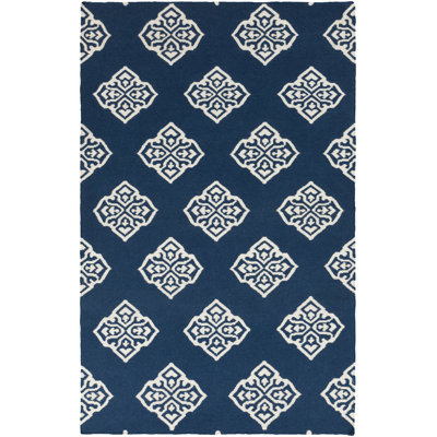 Tapis bleu en laine tissé à plat à la main Atkins