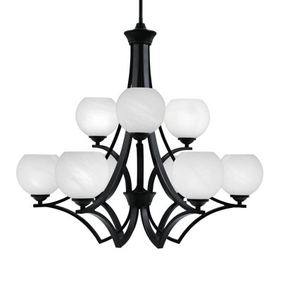 Lustre 9 lumières Zilo avec verre de marbre blanc 5,75 po Zilo
