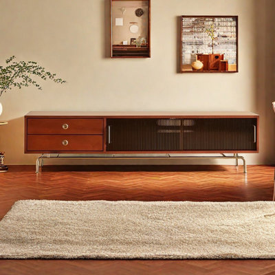 Retro solid wood storage TV cabinet TV Stand for TVs up to 65"