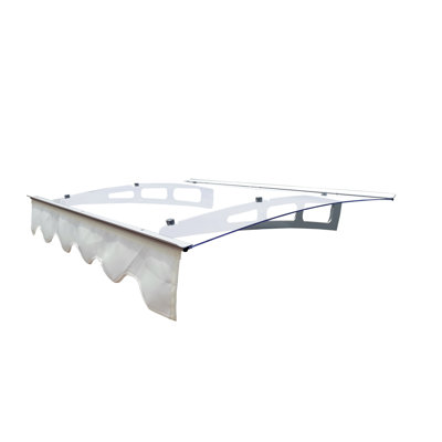 Door Window Awning - Polycarbonate Roof With Upf80+ Heavy Duty Mounting 47"X34" Aluminum Brackets Protection Concrete Wall
