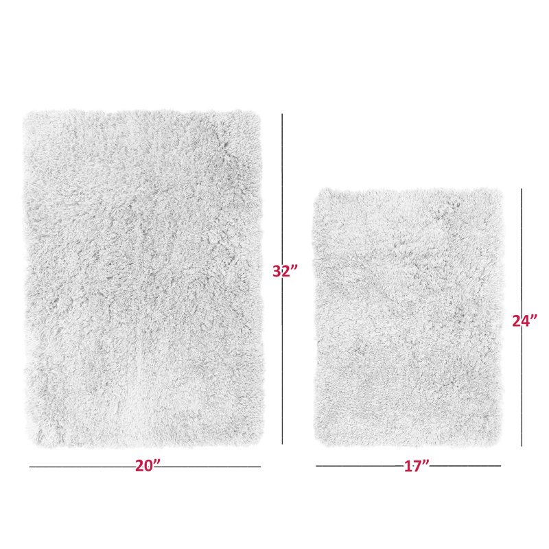 Kriner Luxury Ultra Soft Bathroom Rugs with Non-Slip Backing (Set of 2), White