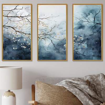 «Winter Tree Minimal Landscape II - Snow», ensemble d'art mural