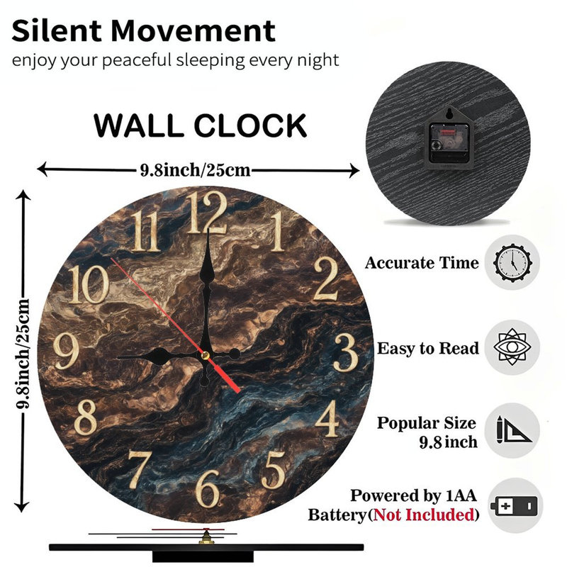 Horloge marbrée avec chiffres dorés