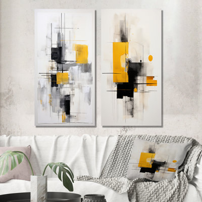 " Grey Yellow Minimalism Purity Of Form " 2 - Pieces