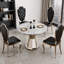 Table de salle à manger 47 po ronde moderne en faux marbre avec base en acier inoxydable pour la cuisine et la salle à manger - Gris argenté-1157989484-1157989481
