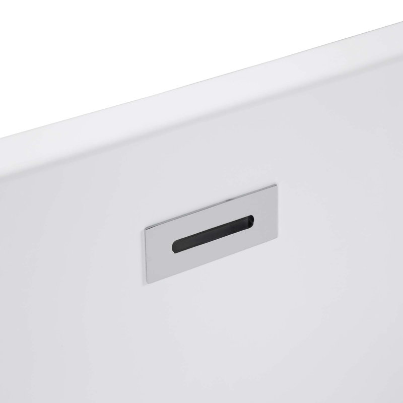 Acrylic Spacious Rectangle Shape Freestanding Bathtub With Chrome Overflow & Pop-Up Drain
