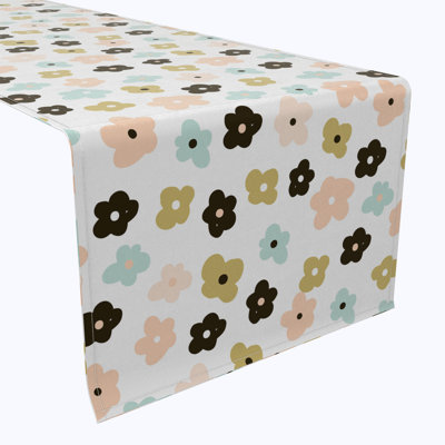 Table Runner, 100% Cotton, 16X108", Cartoon Flowers