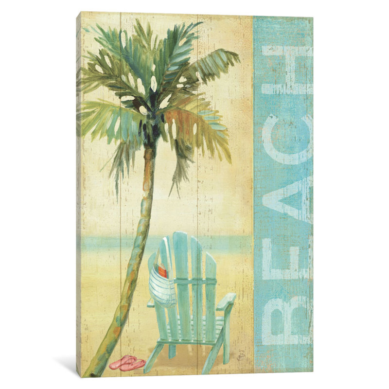 Ocean beach i, reproduction d’art sur toile tendue, H 40 po x l 26 po x P 1,5 po