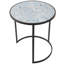 Ensemble de 2 tables de bout rondes, côté empilable avec structure en métal robuste pour les espaces compacts, salon, bureau, fer noir des tables, fer à repasser, aucun assemblage requis