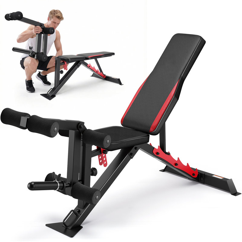 Banc d'entraînement de 1200 lb avec extension de jambes réglable et amovible à 3 niveaux / courbure des jambes, banc de musculation réglable pour la gymnastique à domicile