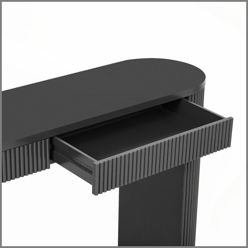 Table d'entrée de 58,3 po avec grand plateau et deux tiroirs, console avec pattes arquées robustes à rayures, canapé en placage de pin avec pieds réglables pour le salon, le couloir, le vestibule, la cuisine