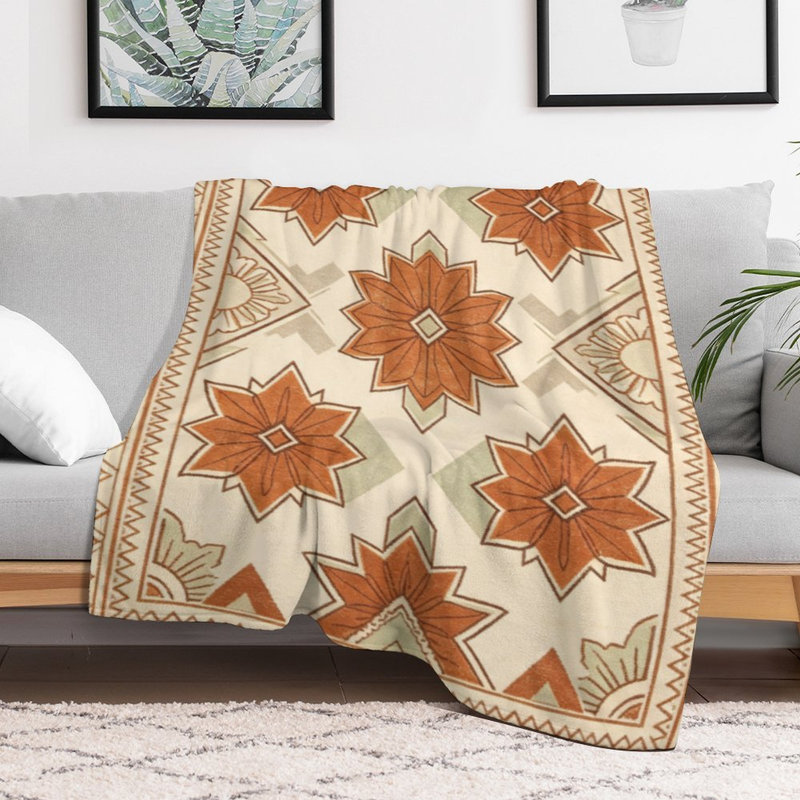 Jeté géométrique en flanelle de luxe à motif floral, 30 po x 40 po