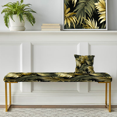 Palm Tropical Shadows - banc tropical rembourré doré