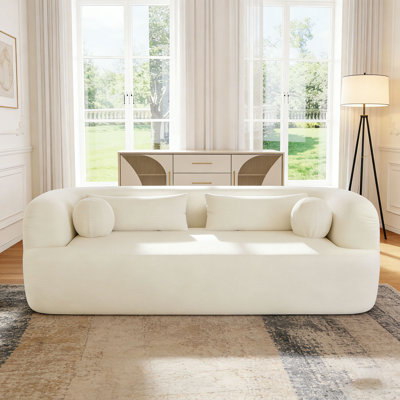 86" Chenille Boneless Couch, Upholstered Sofa with Pillows