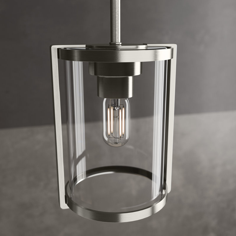 Luminaire suspendu cylindrique à 1 lumière Jalysa, Nickel brossé