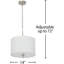 Luminaire suspendu l 14 po à finition nickel brossé avec abat-jour en lin blanc