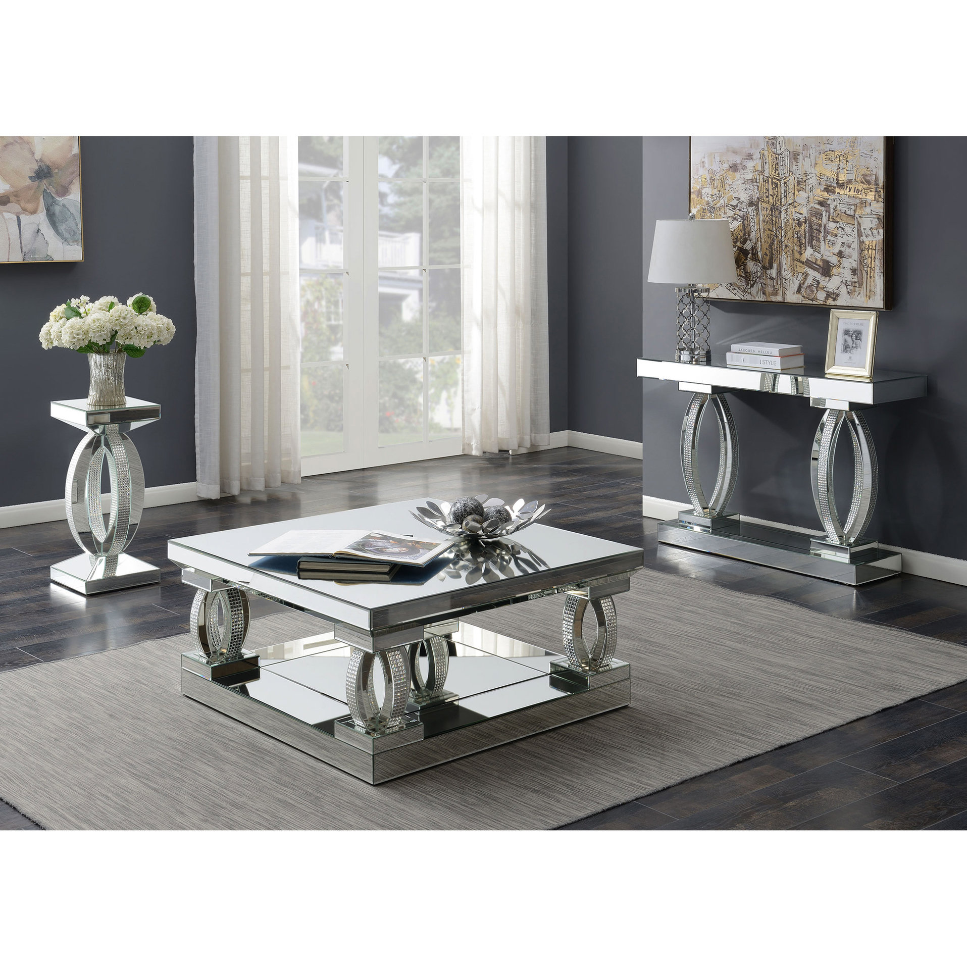 Latitude Run® Sophisticated Silver Mirrored Acrylic Rectangular Console ...