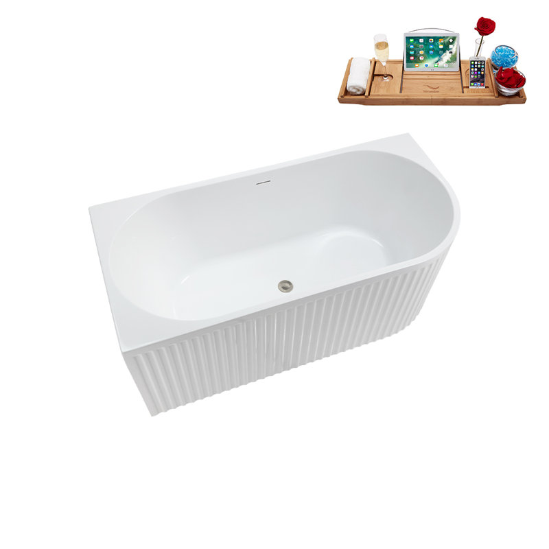 1501.1mm x 718.8mm Soaking Acrylic Bathtub, Brushed Nickel